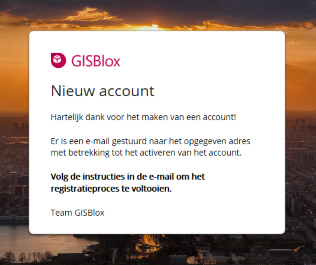GISBlox Account Center - Registratiebevestiging