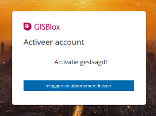 GISBlox Account Center - Activatie geslaagd